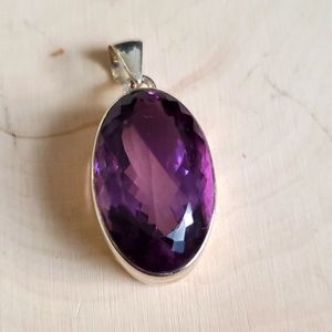 Sterling Silver 925 Nugget Amethyst Pendant.